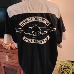Harley-Davidson Black and Grey Motorcycle Shirt
